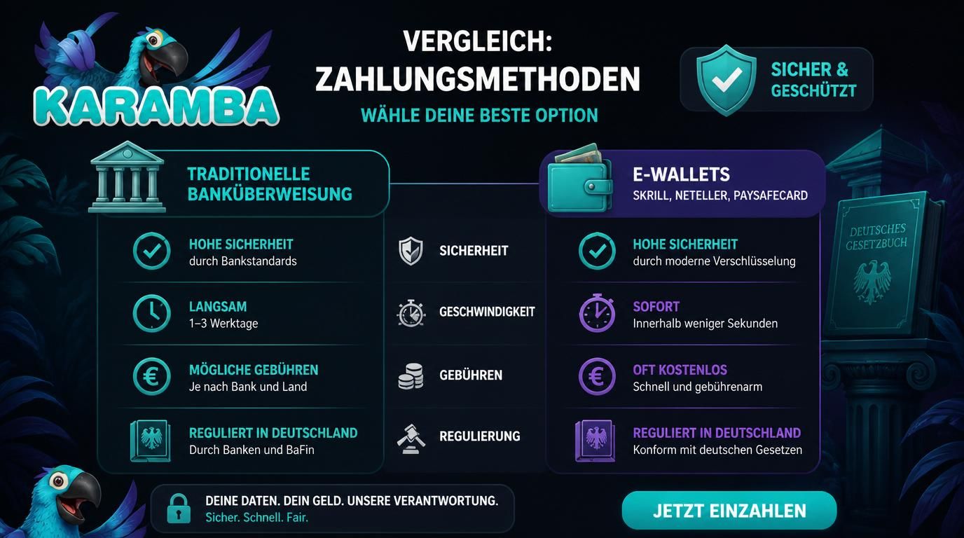  Vergleich Bank vs E-Wallet Einzahlungsgeschwindigkeit und Kontrolle in Deutschland.
