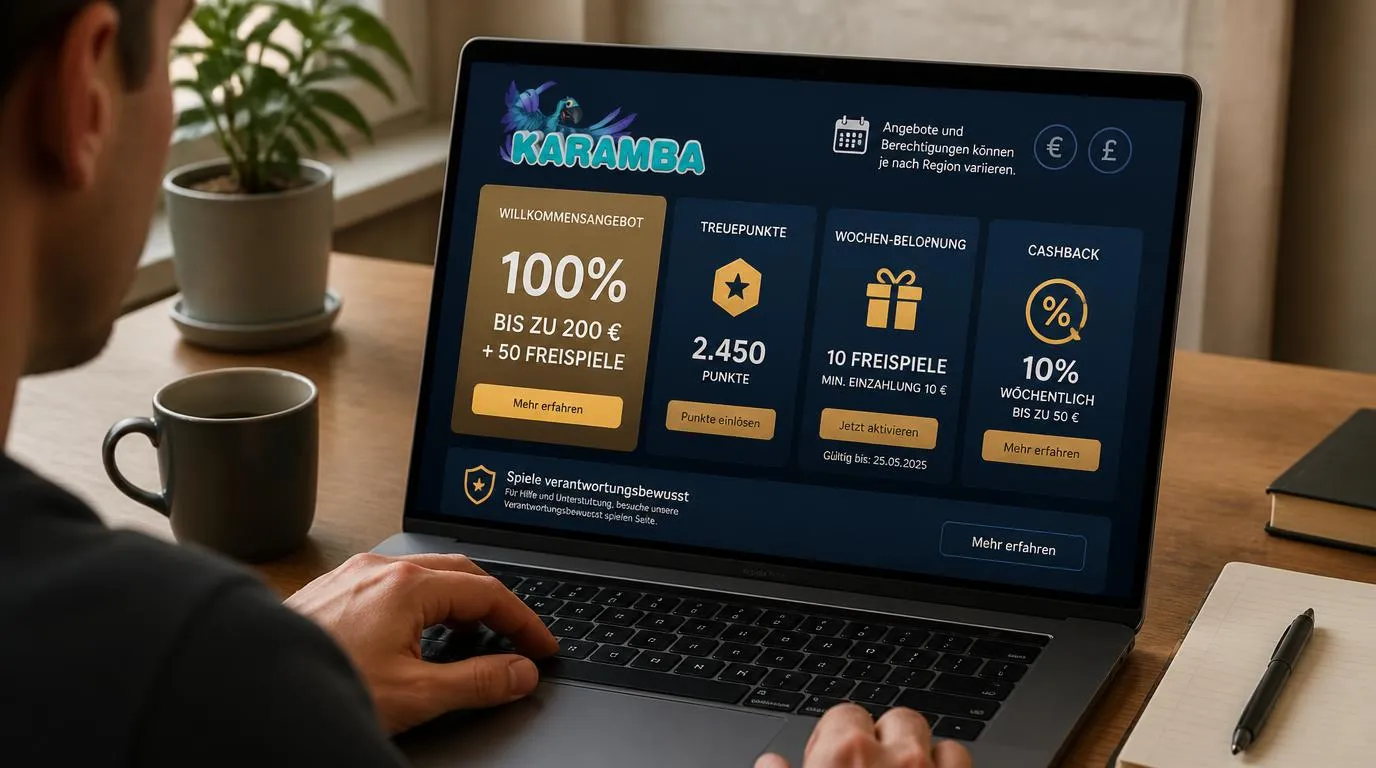 Casino-Dashboard mit Treuepunkten, Wochenprämie und Cashback-Aktion
